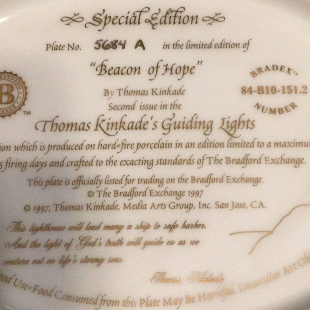 Tom Kinkade decorative plate - Picture 2 of 3